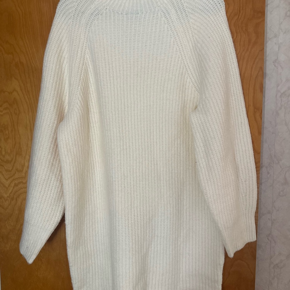 Express White Cowl Neck Sweater with Ribbed Texture
